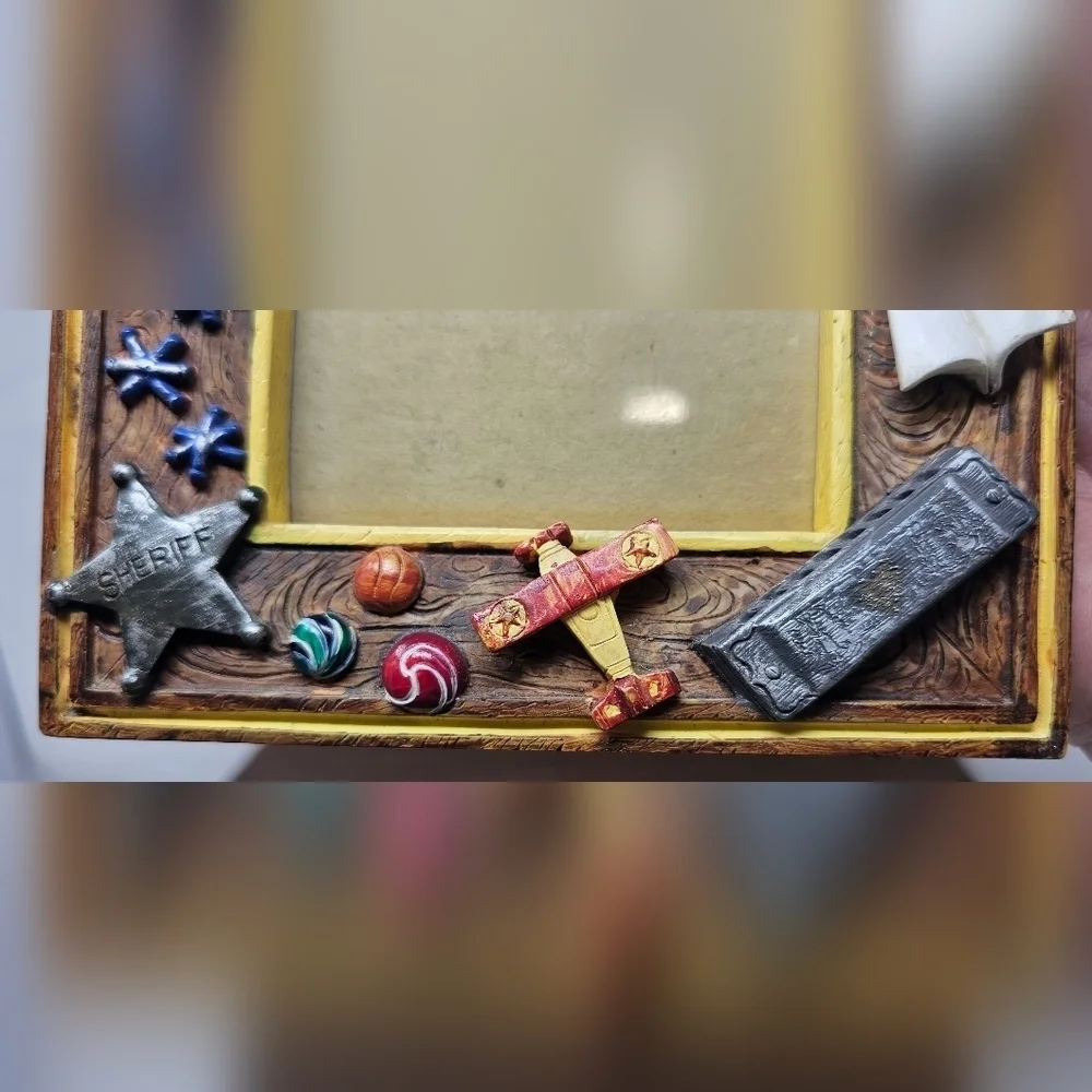 Russ Handpainted Resin Photo Frame Boys Childhood Toys 3.5x5 Photo Ready